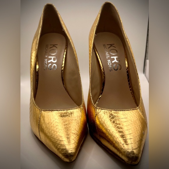 Glamorous KORS MICHAEL KORS Gold Shoes with Snakeskin effect leather Size 7 - Picture 12 of 13